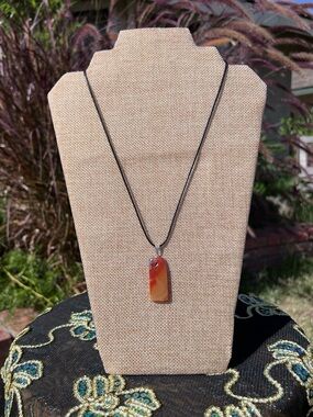 Orange Agate Pendant Necklace
